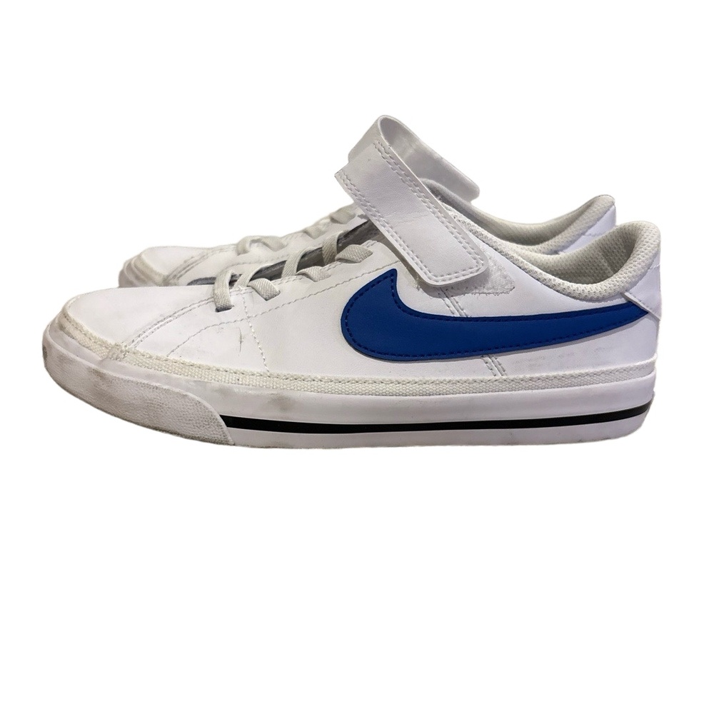 Nike Sneakers Kids US 2 White Blue Court Borough Low Lace Hook Loop Sporty Retro
